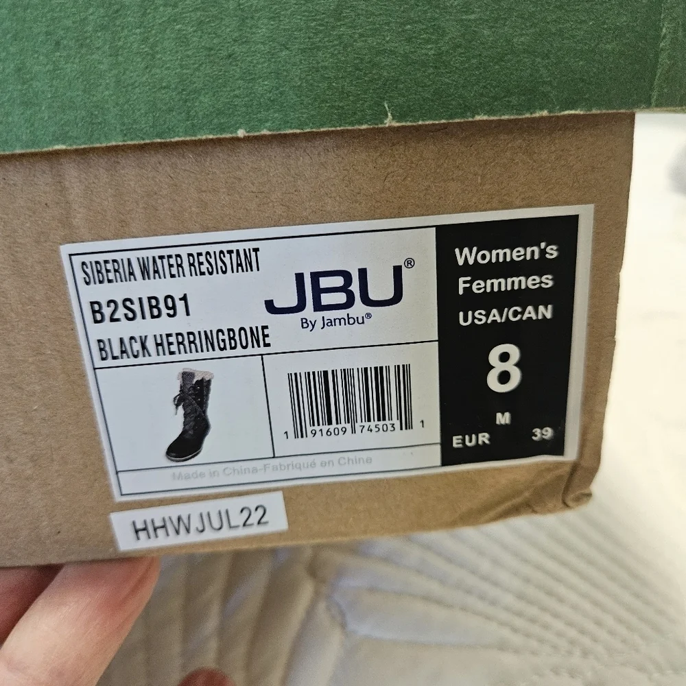 JBU by Jambu Women's Chilly Mid-Calf Boots Faux Leather Faux Fur Lined Size 8